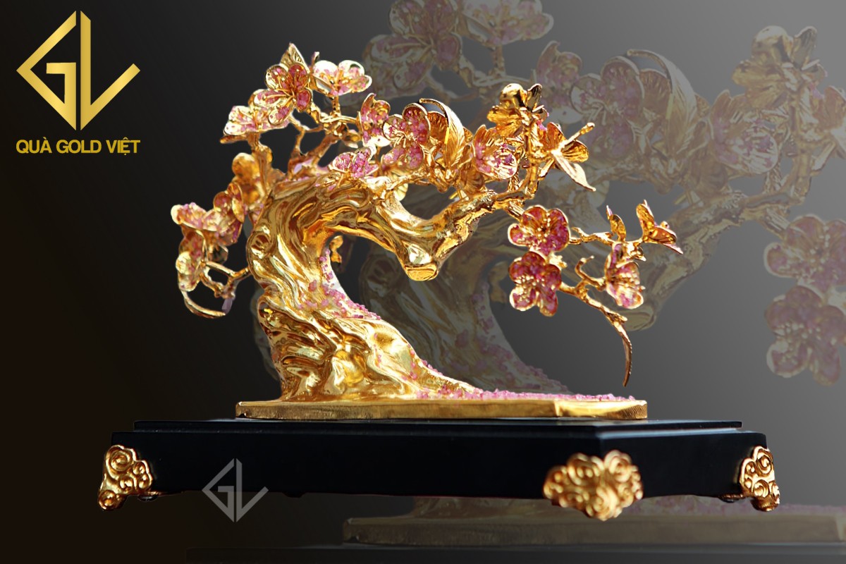 cây hoa đào mạ vàng